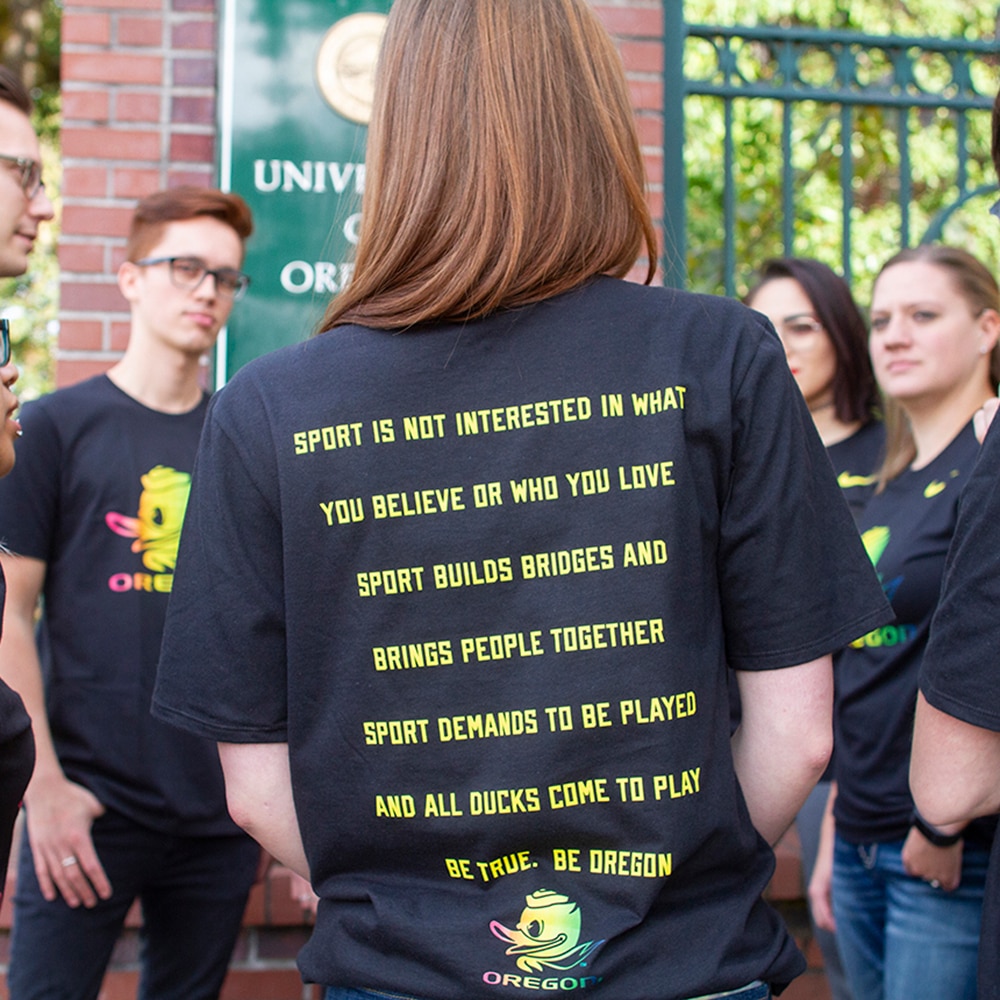 Fighting Duck, Nike, Black, Crew Neck, Cotton, Men, Rainbow Duck, Be True, 2018, T-Shirt, 317477